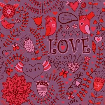 Romantic seamless pattern with hearts Stock Illustration