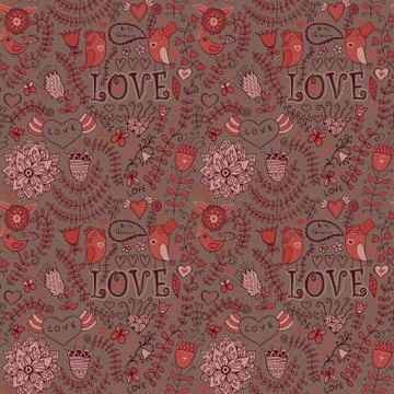 Romantic seamless pattern with hearts Stock Illustration
