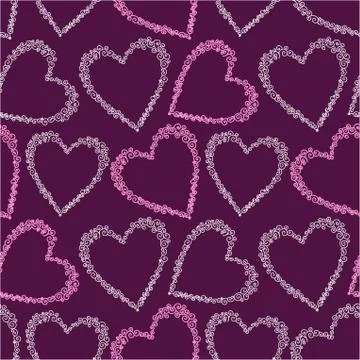 Romantic seamless pattern with hearts Illustrazione stock
