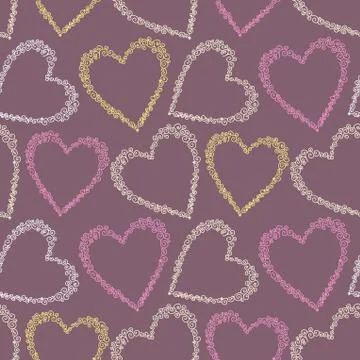 Romantic seamless pattern with hearts Stock Illustration