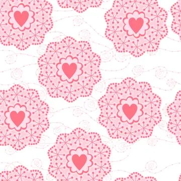 Romantic seamless pattern with hearts Stock Illustration