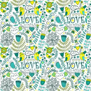 Romantic seamless pattern with hearts Stock Illustration