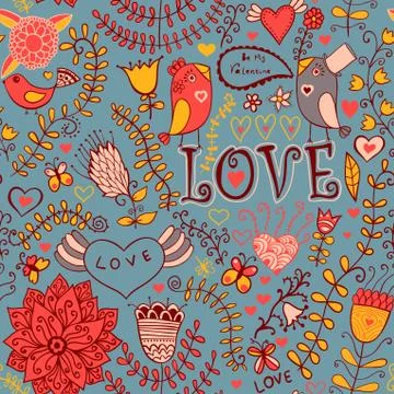 Romantic seamless pattern with hearts Stock Illustration