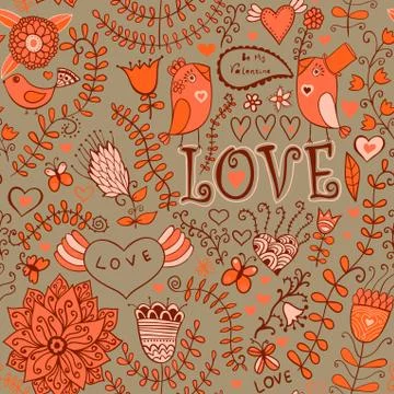 Romantic seamless pattern with hearts Stock Illustration