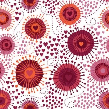 Romantic seamless pattern with hearts Stock Illustration