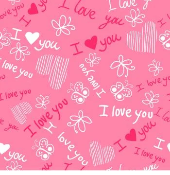 Romantic seamless pattern with hearts Stock Illustration