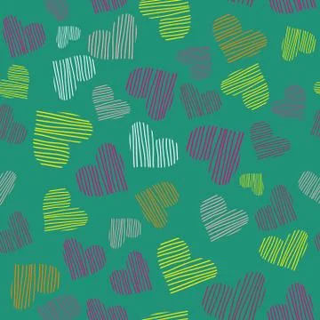 Romantic seamless pattern with hearts Stock Illustration