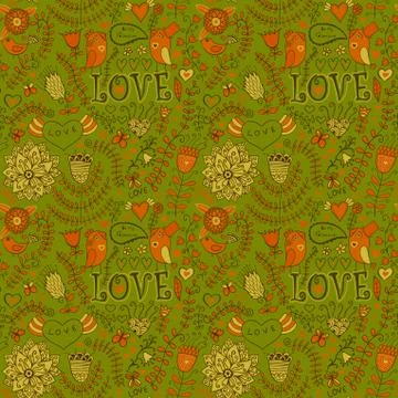 Romantic seamless pattern with hearts Stock Illustration