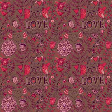 Romantic seamless pattern with hearts Stock Illustration