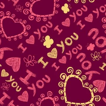 Romantic seamless pattern with hearts Stock Illustration