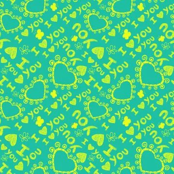 Romantic seamless pattern with hearts Stock Illustration