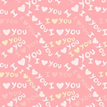 Romantic seamless pattern with hearts Stock Illustration