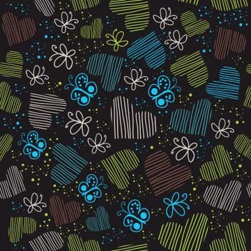 Romantic seamless pattern with hearts Stock Illustration