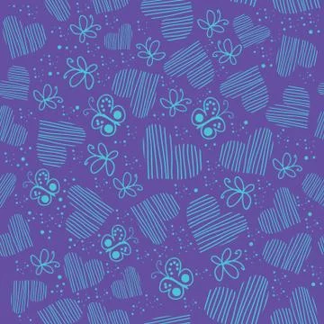 Romantic seamless pattern with hearts Illustrazione stock