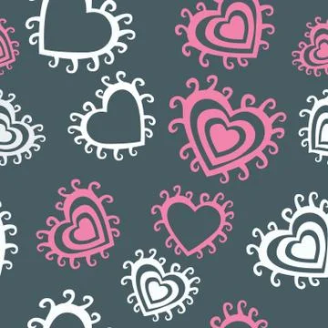 Romantic seamless pattern with hearts Stock Illustration