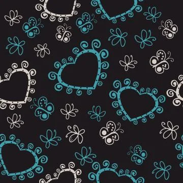 Romantic seamless pattern with hearts Stock Illustration