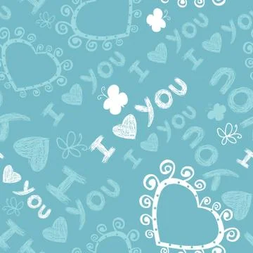 Romantic seamless pattern with hearts Stock Illustration