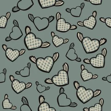 Romantic seamless pattern with hearts Stock Illustration