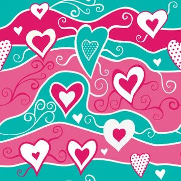 Romantic seamless pattern with hearts Stock Illustration