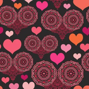 Romantic seamless pattern with hearts Stock Illustration