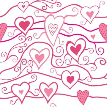 Romantic seamless pattern with hearts Stock Illustration