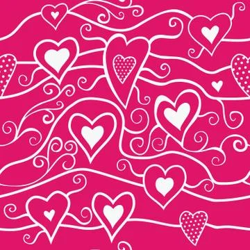 Romantic seamless pattern with hearts Stock Illustration