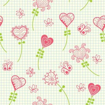 Romantic seamless pattern with hearts Illustrazione stock