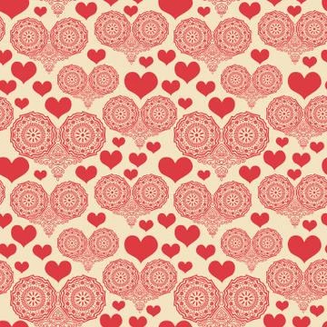 Romantic seamless pattern with hearts Illustrazione stock
