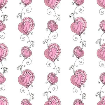 Romantic seamless pattern with hearts. Vector illustration, endless texture with Иллюстрация