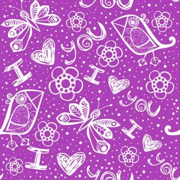 Romantic seamless pattern. Stock Illustration