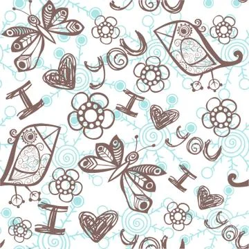 Romantic seamless pattern Stock Illustration