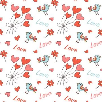 Romantic seamless pattern Stock Illustration