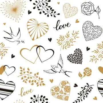 Romantic seamless pattern Stock Illustration
