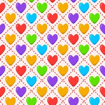 Romantic seamless pattern with rainbow colored hearts Stock Illustration