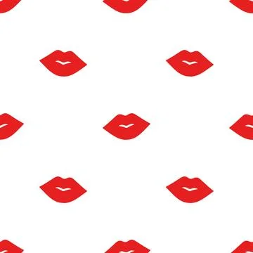 Romantic seamless pattern with red lip. Valentines Day background design Stock Illustration
