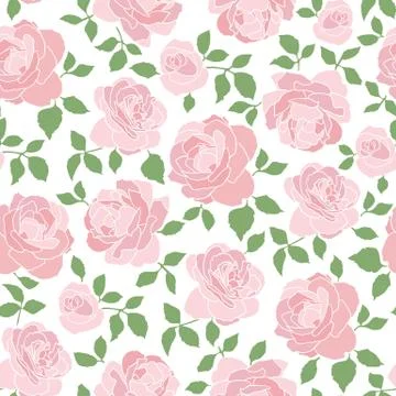 Romantic seamless pattern with roses 库存插图