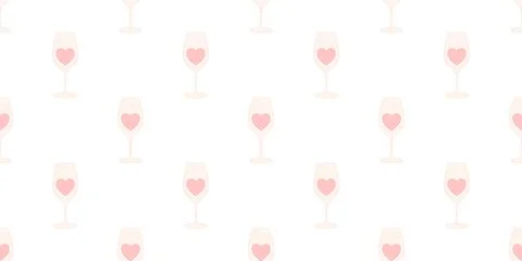 Romantic seamless pattern with wine glass hearts Stock Illustration
