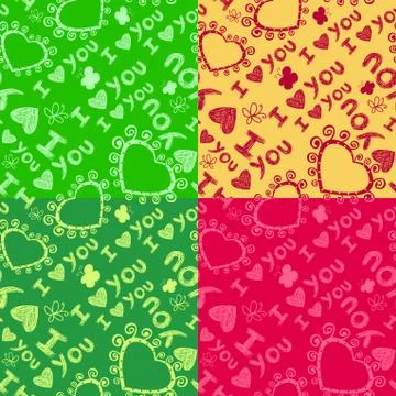 Romantic seamless patterns. valentine's day textures Stock Illustration
