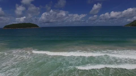 Romantic seashore, cloudy sky, from a quadrocopter Stock Footage 66387413