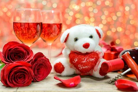 Romantic setting for Valentines Day Stock Photos
