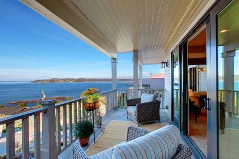Romantic sitting area on walkout deck Stock Photos