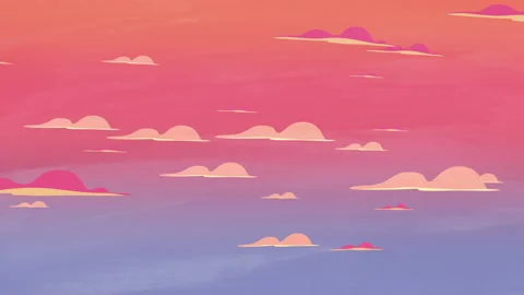 Romantic sky with motion cartoon clouds Stock Footage 168765373