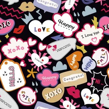 Romantic speech bubble chat pattern Stock Illustration