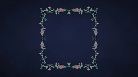 Romantic square frame of roses growing with blooming flowers and falling petals Vídeo Stock 348300157