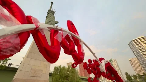 Romantic Statue of Liberty replica in Paris, France Stock Footage 336338698