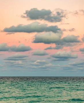 Romantic summer vacation seascape. Seascape horizon paradise. Sea sunrise on Stock-Fotos