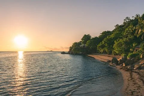 Romantic Sunset At The Bay Stock Photos