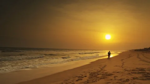 Romantic Sunset at the beach Stock Footage 122590850