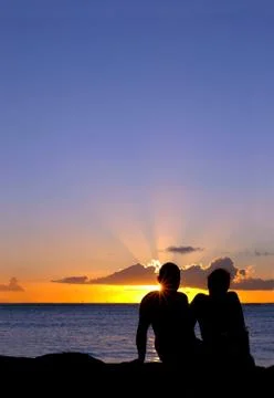 Romantic Sunset Couple Stock Photos