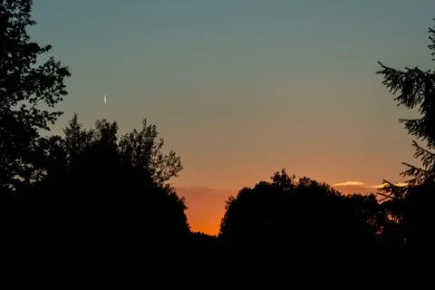 Romantic sunset with dramatic sky Stock Photos